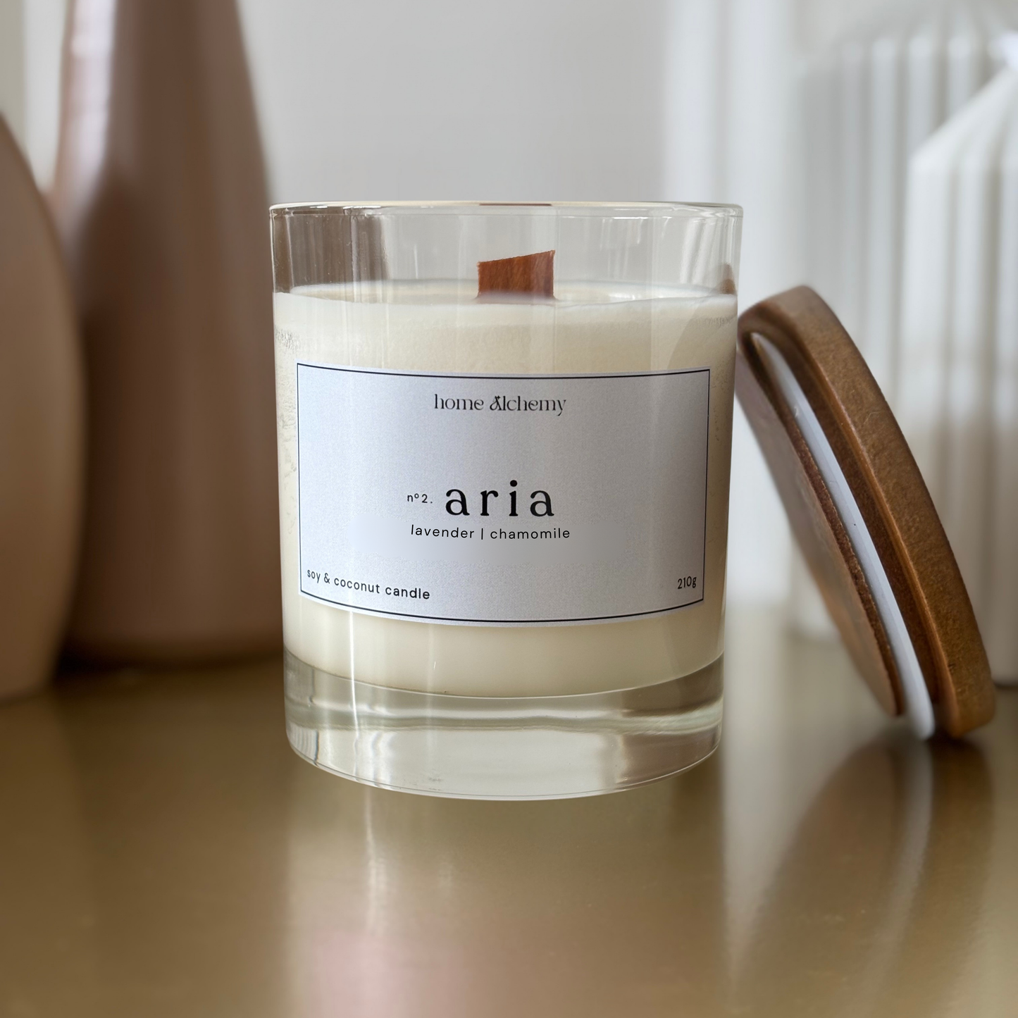 Aria eco-conscious handmade candle by Home Alchemy, light floral and calming scent