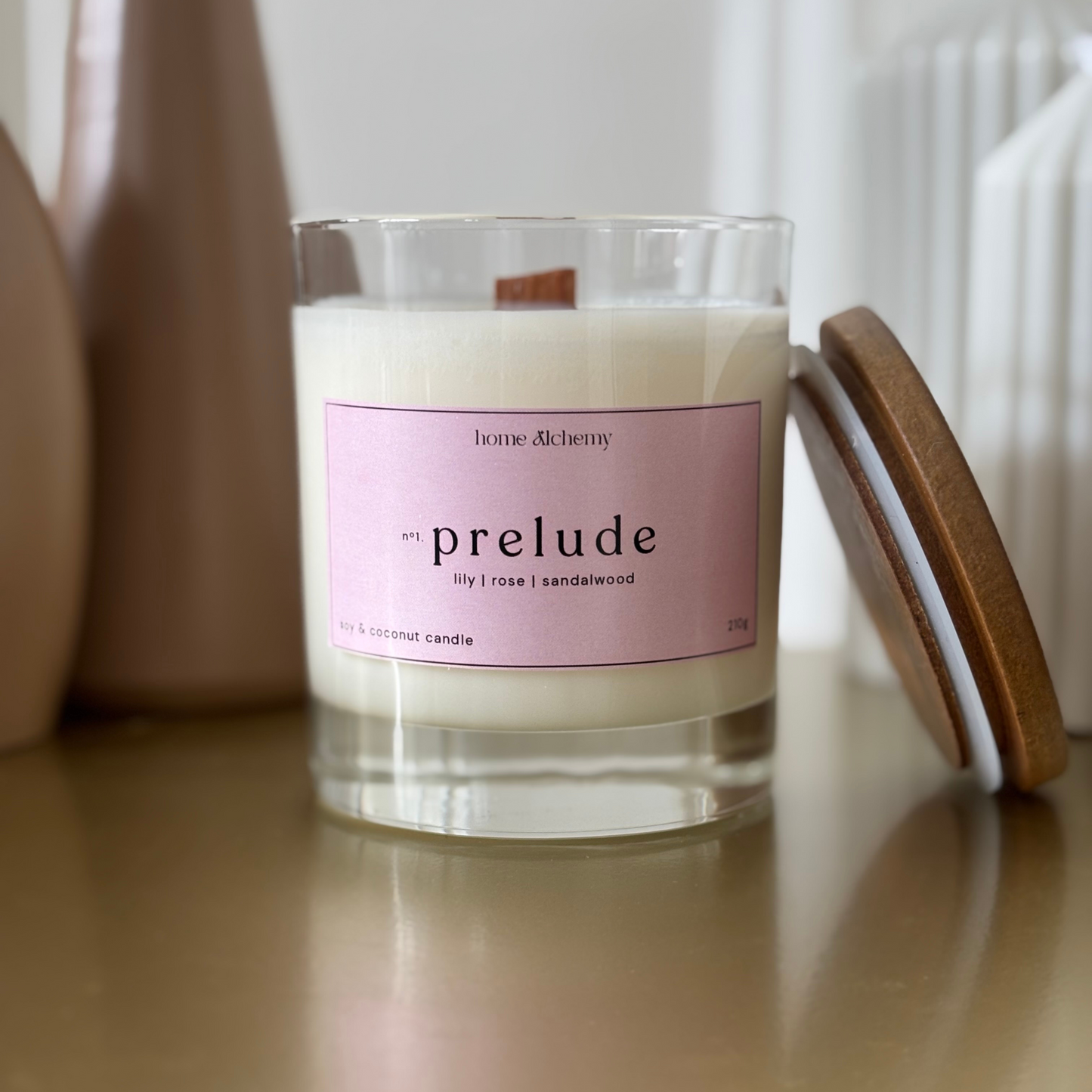 Prelude eco-conscious handmade candle by Home Alchemy, floral and sandalwood scent