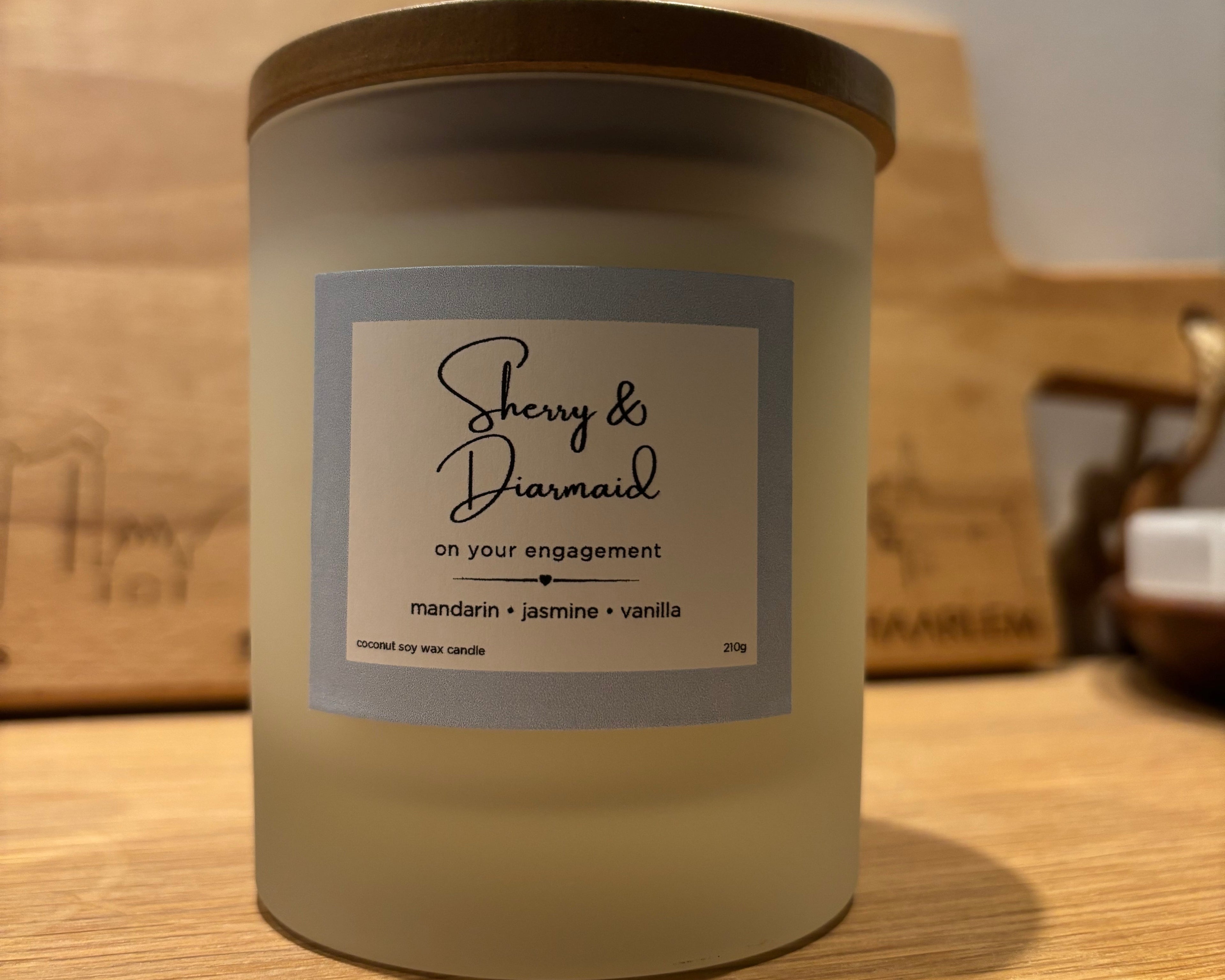 Candle with a personalized label 