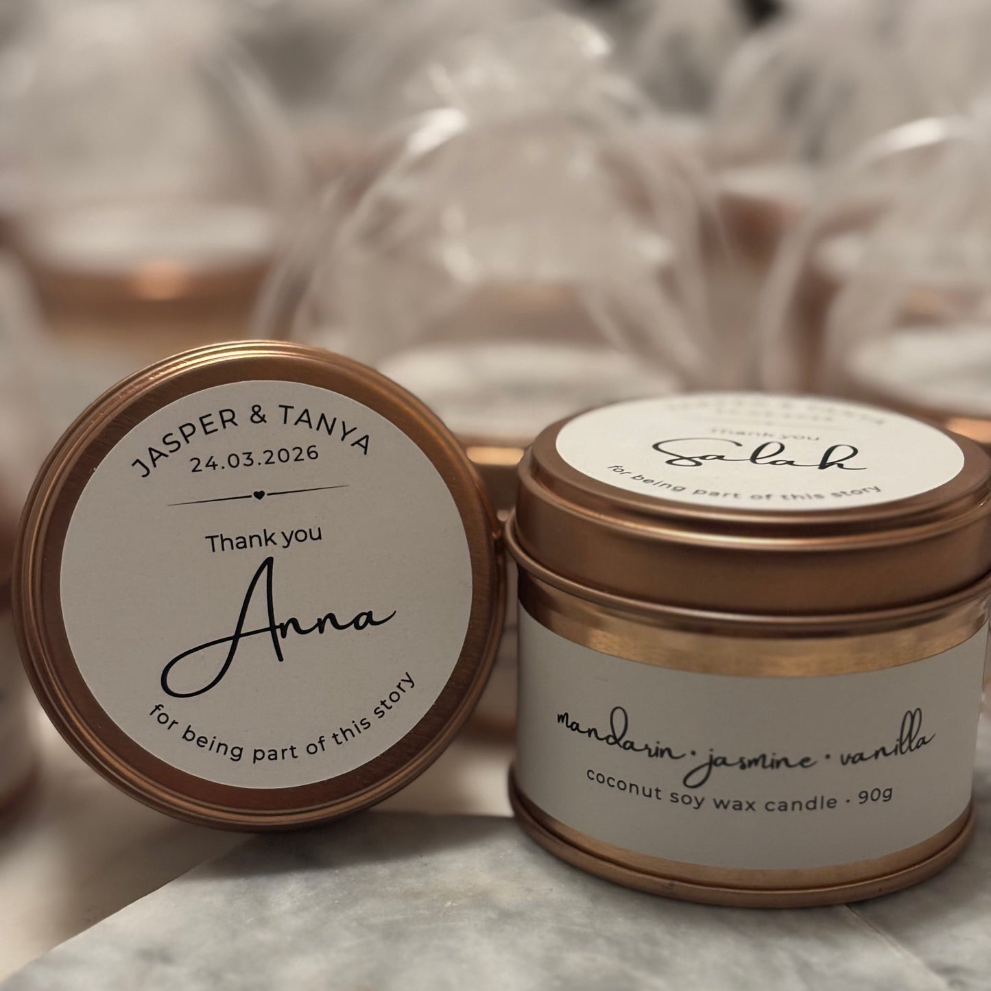 Personalised Rose Gold Tin Candle