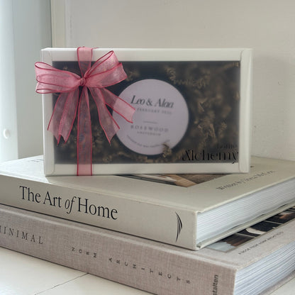 Large black tin candle in gift box