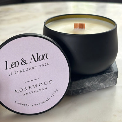 Personalised Large Black Tin Candle (200g)